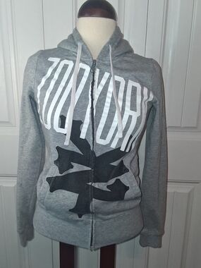 ZooYork Gray Graphic Zip-Up Hoodie US Size Small